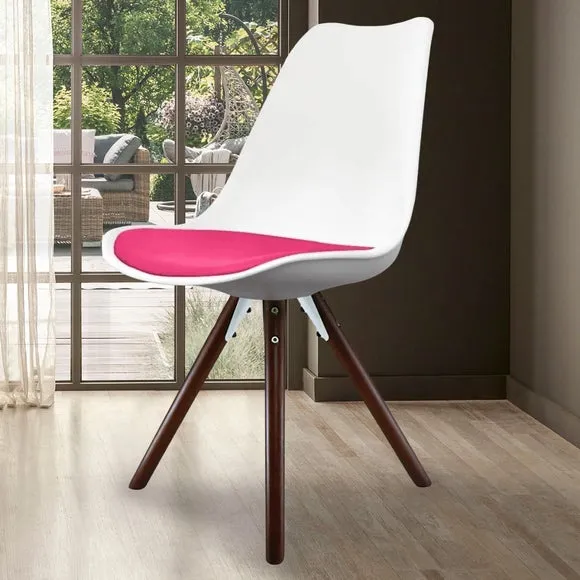Fusion Living Soho White Plastic Dining Chair with Pyramid Legs