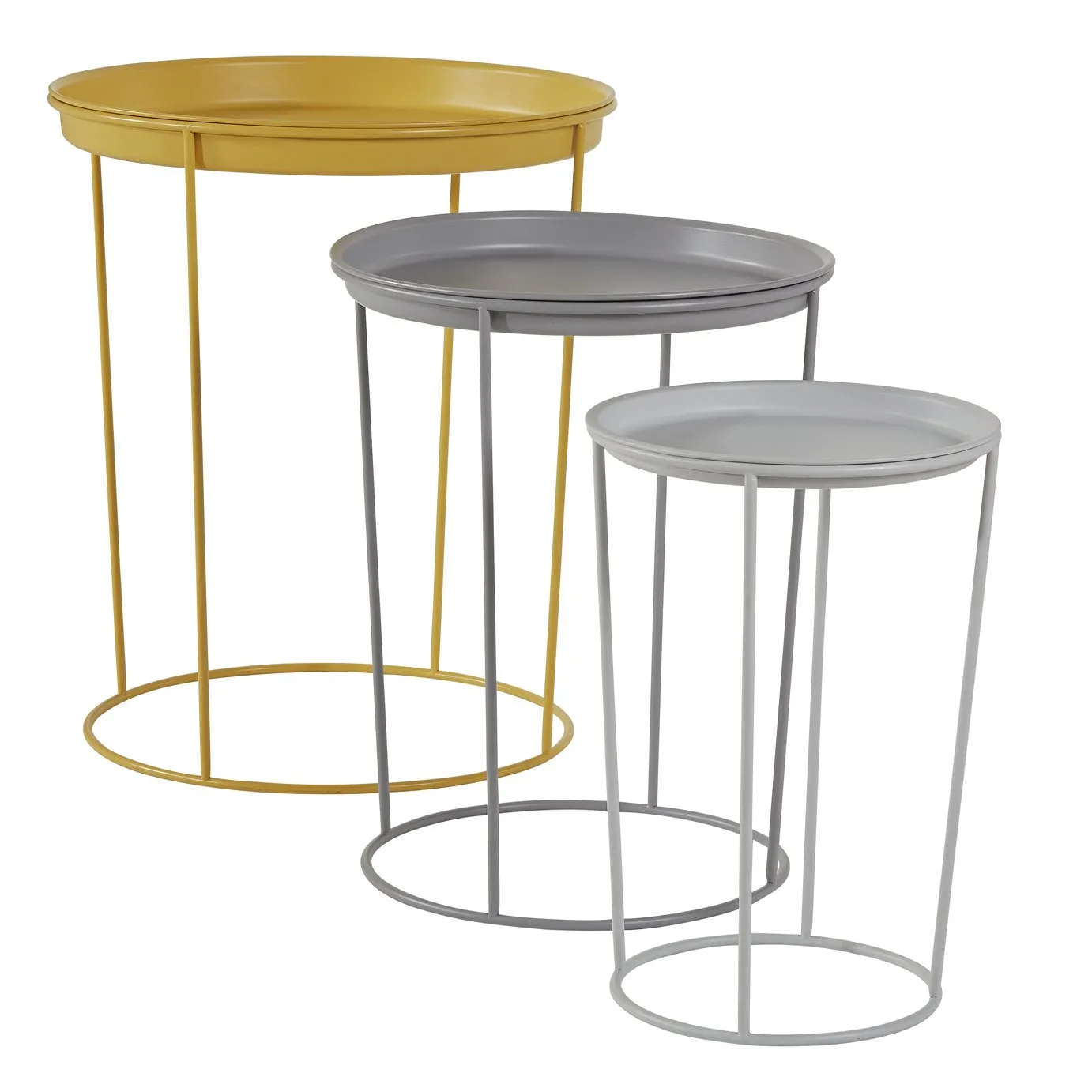 Habitat Finley Nest of 3 Tables - Grey & Yellow