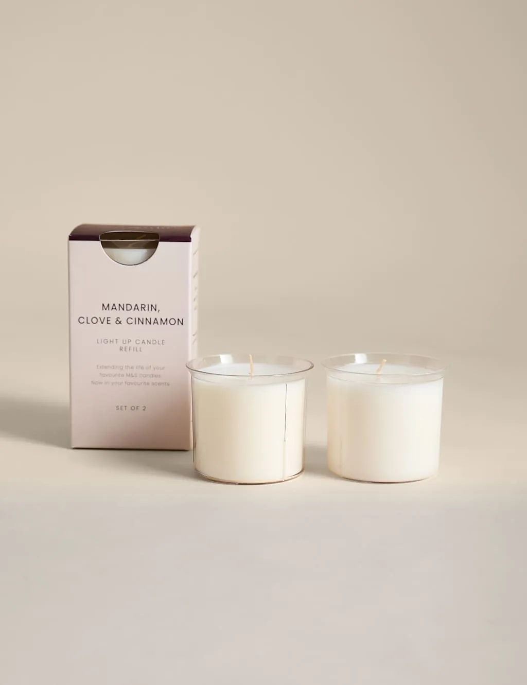 M&S Set of 2 Mandarin Clove & Cinnamon Candle Refills White Mix