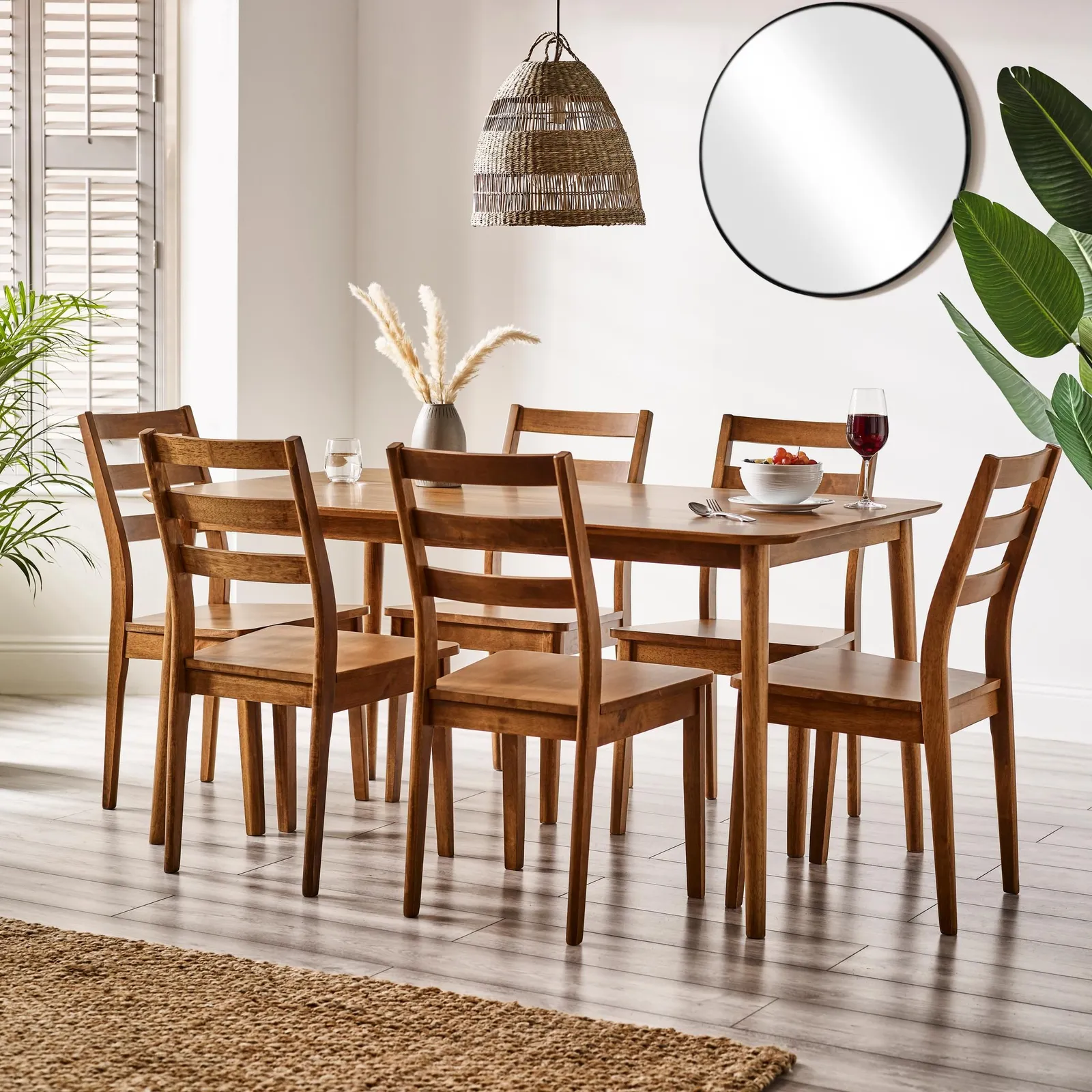 FurnitureboxUK Lynton Large Wooden Dining Table & 6 Dining Chairs in Walnut