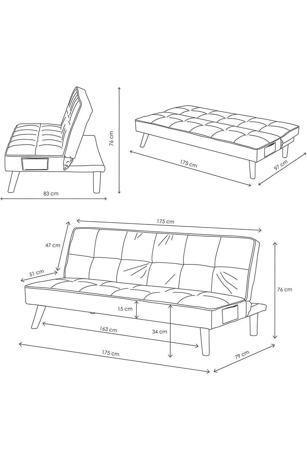 Homescapes Bower Velvet Sofa Bed in Dark Grey 6