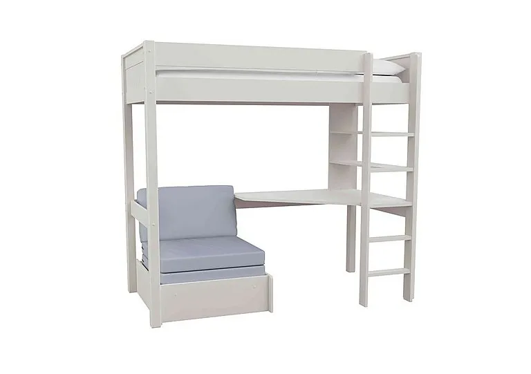 Chase High Sleeper with Desk and Chair Bed - White