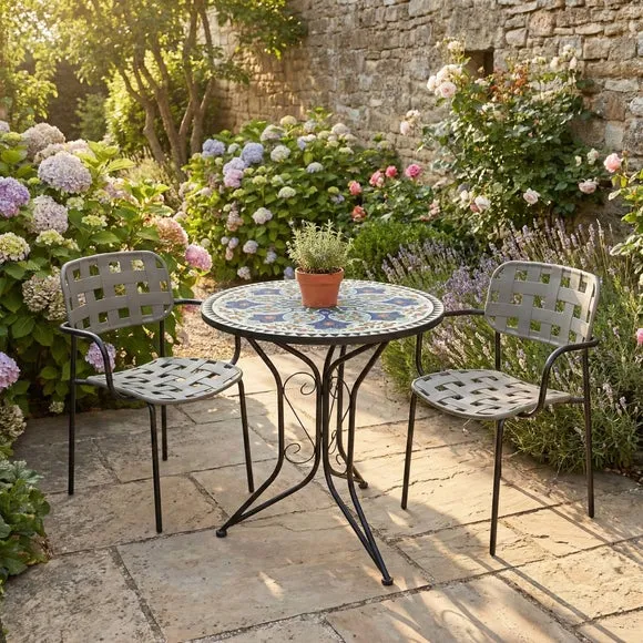 Velora Bistro Table with 2 Karin Armchairs