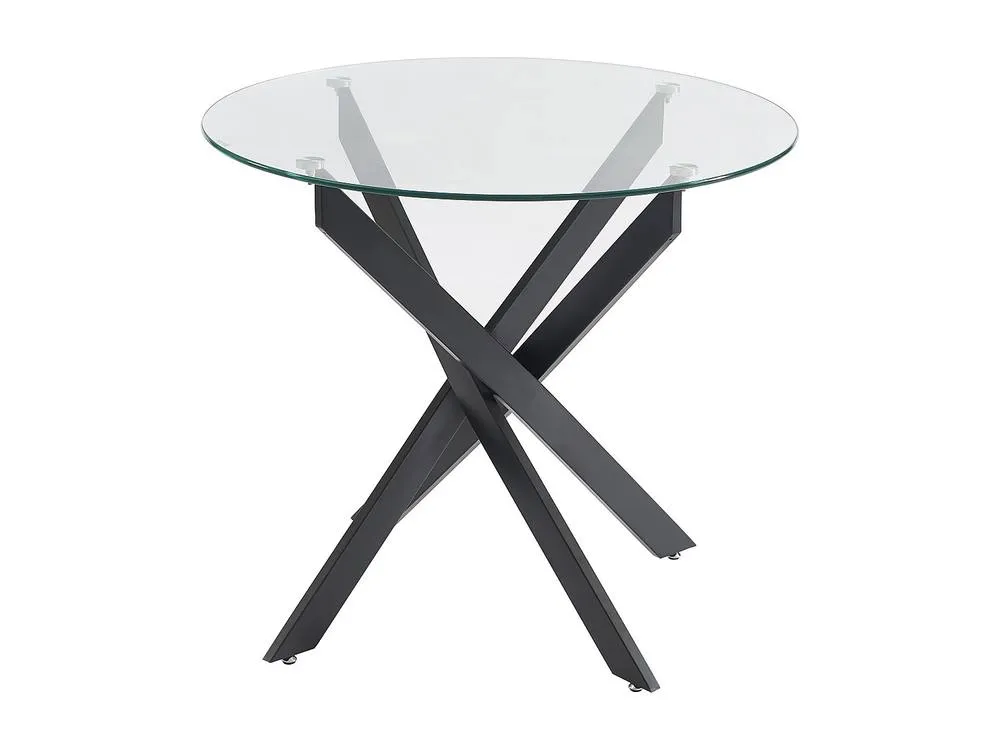 Vente-unique Round Dining Table for 2, Tempered Glass & Black Metal - Clear 4