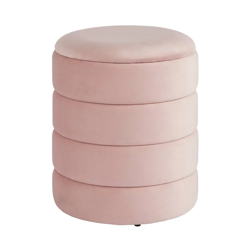 GFW Klara Velvet Storage Stool in Pink 2