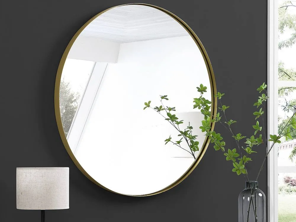 Vente-unique Round Metal Wall Mirror - D.80 Cm - Gilded - JAFFREL in Gold