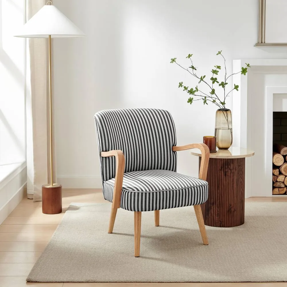 FurnitureboxUK Sylvie Accent Chair with Oak Effect Legs in Black
