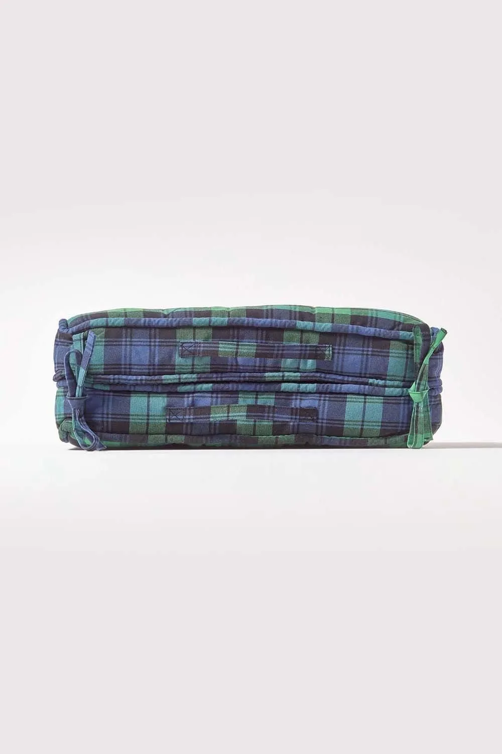 Homescapes Blackwatch Tartan Cotton Travel Support Booster Cushion in Green 5