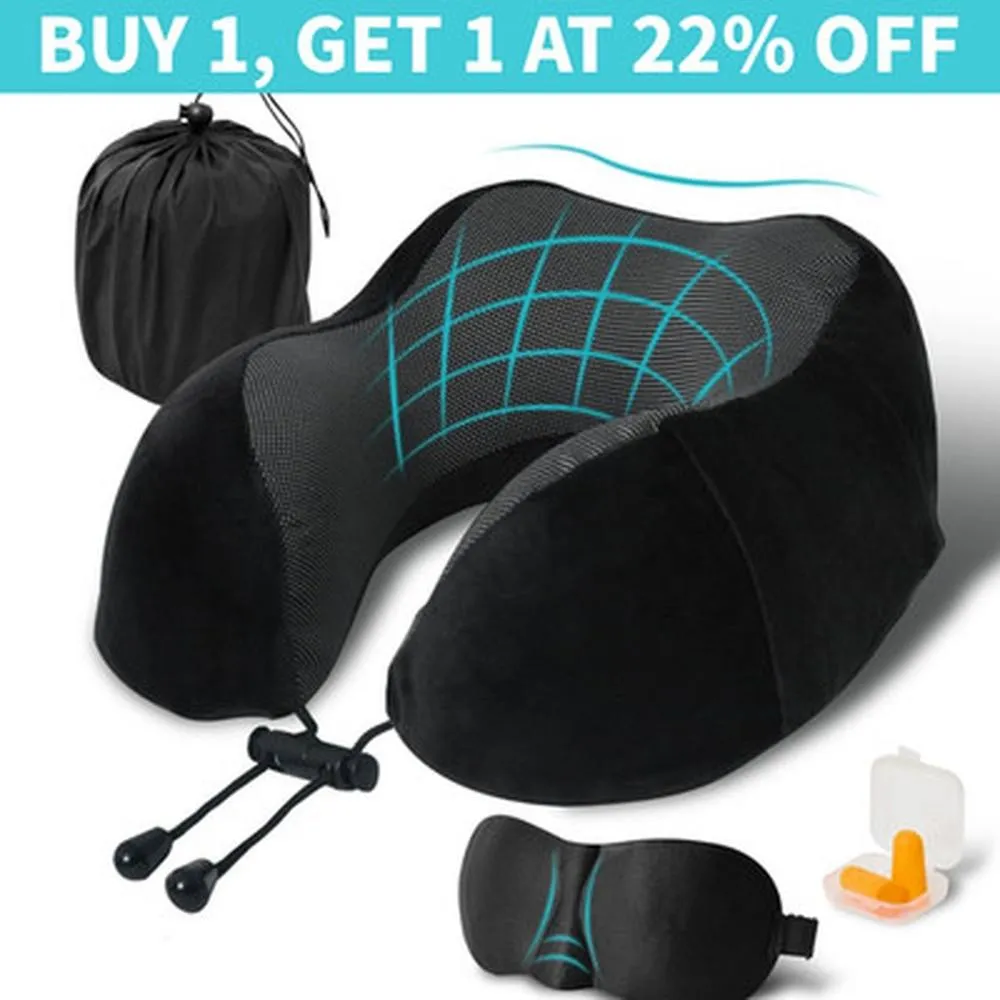 Kelvenix Memory Foam U Shaped Travel Pillow in Black