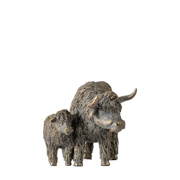 Cedar & Sage Highland Cow Mum & Calf Ornament