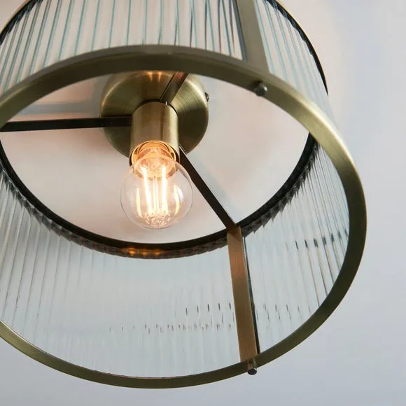 Vogue Hadley Ribbed Gold Flush Ceiling Light 2
