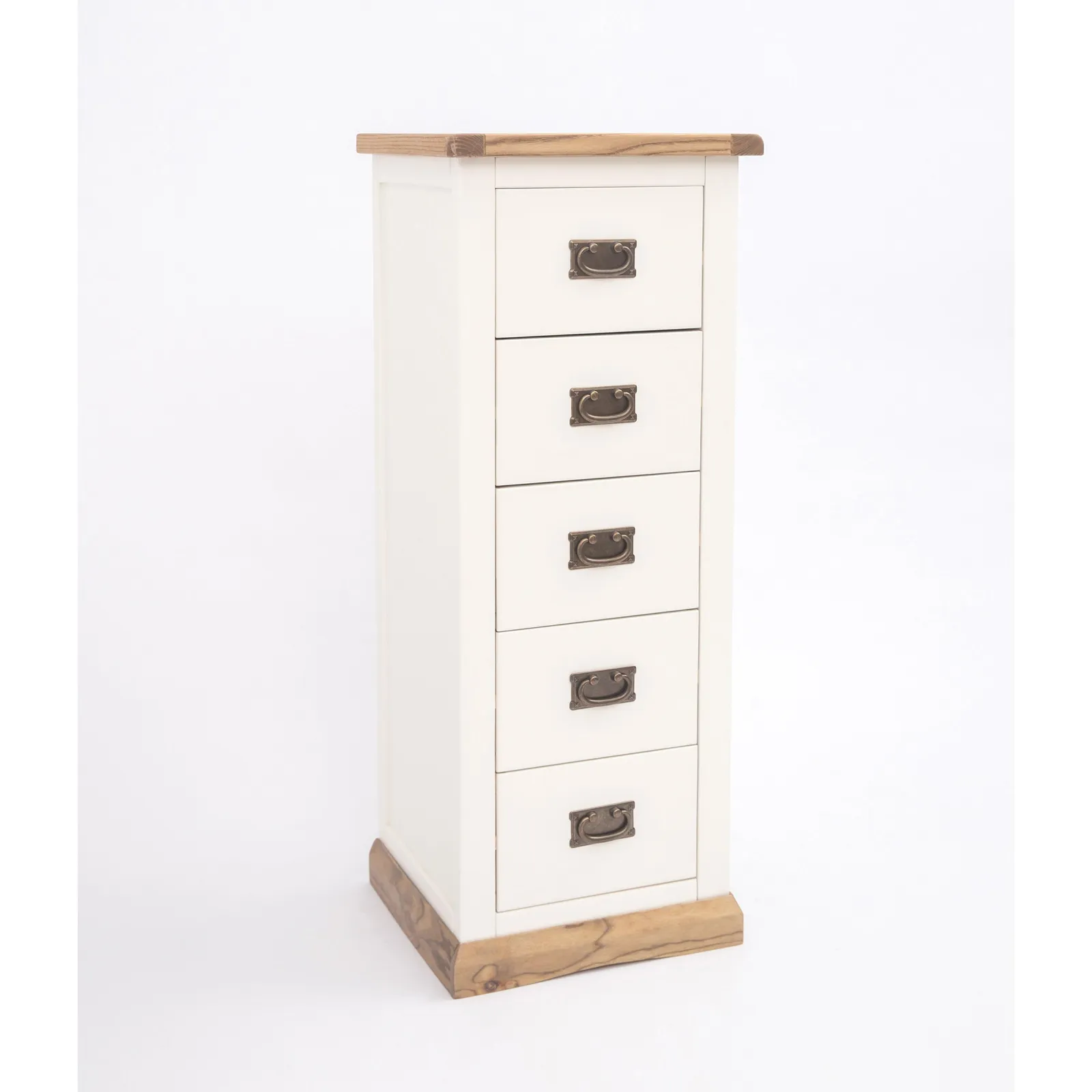 Cabinet Bits Tropea 5 Drawer Narrow Chest of Drawers Bras Drop Handle in Off-White 3