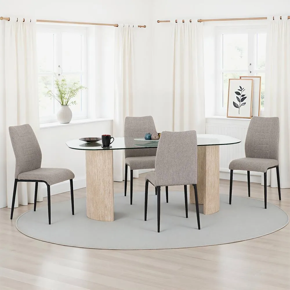 Seconique Modena Dining Set with Chilton Chairs in Light Grey