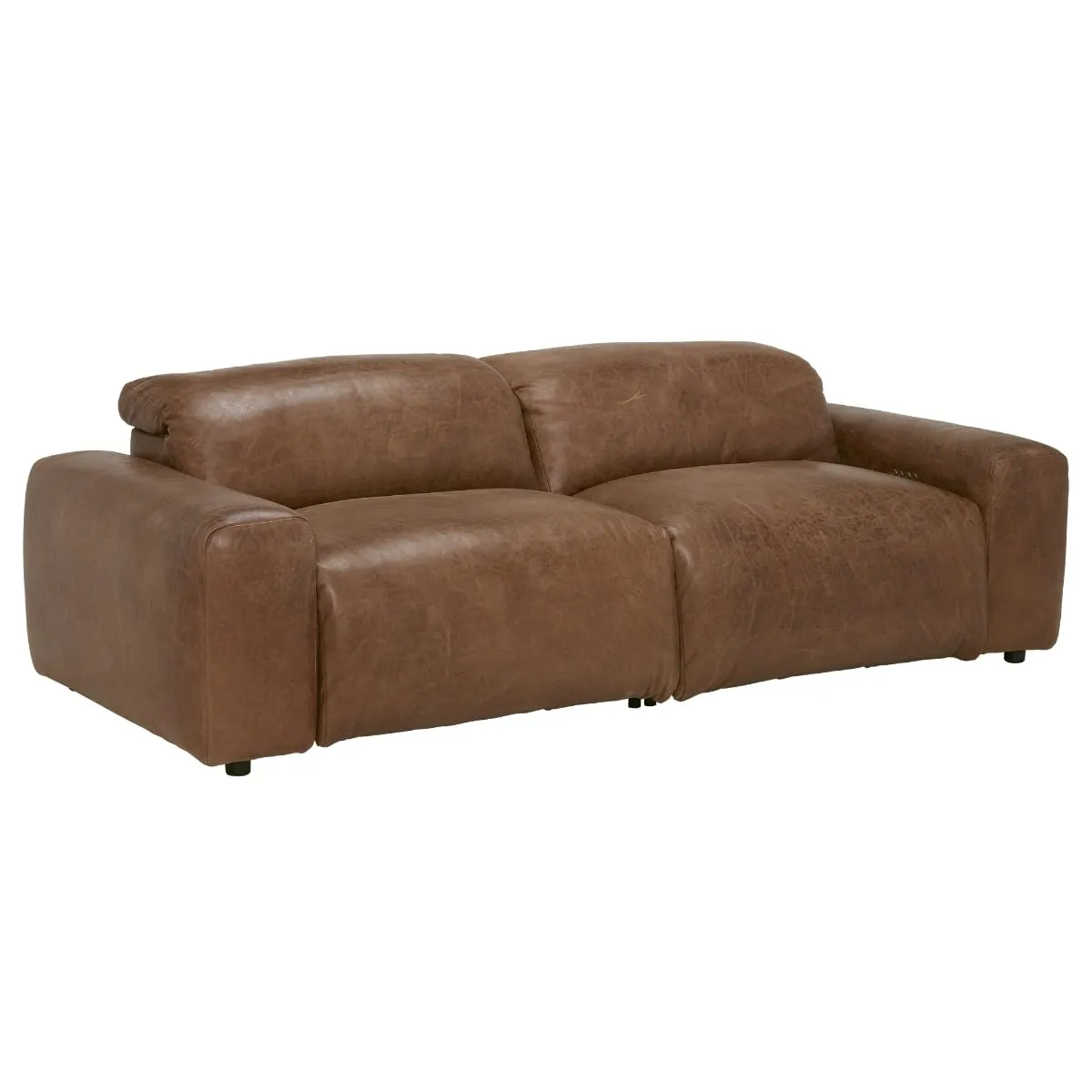 Timothy Oulton Pudgie Recliner Sofa 3 Seater, Brown Leather | Barker & Stonehouse 3