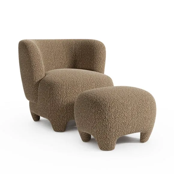 Rhetta Sherpa Chair and Footstool 6