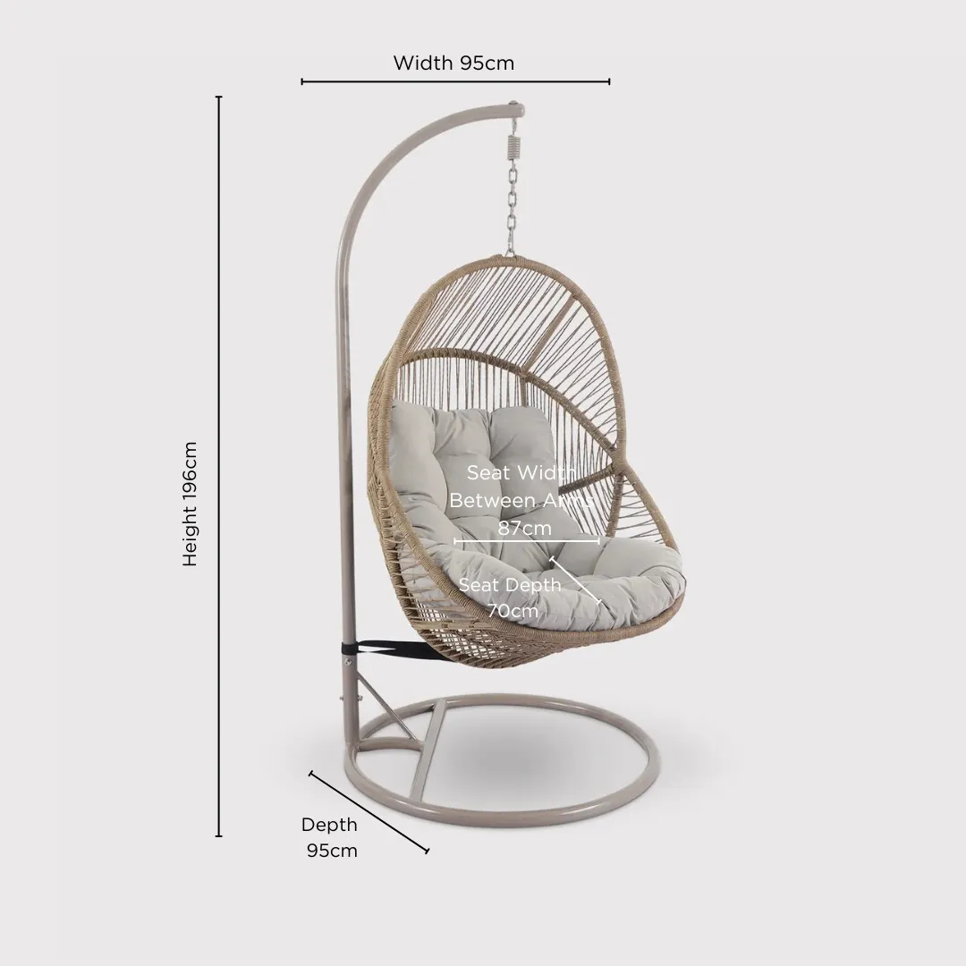 Valbrona Hanging Chair, Rattan, Neutral | Barker & Stonehouse 5