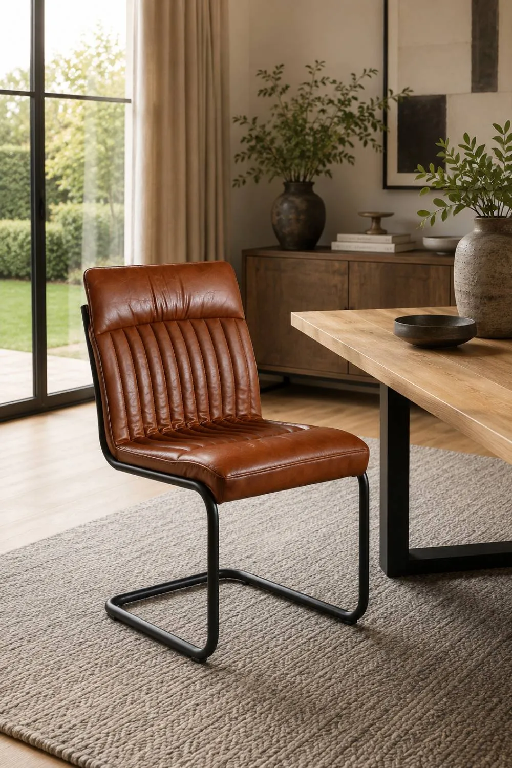 IH Design Flookburgh Brown Modern Dining Chairs Set of 2