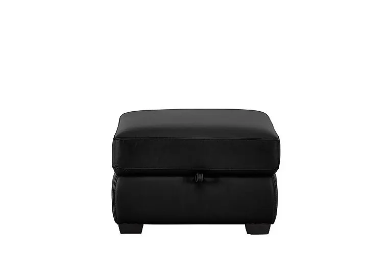 Compact Collection Petit Leather Storage Footstool - Classic Black