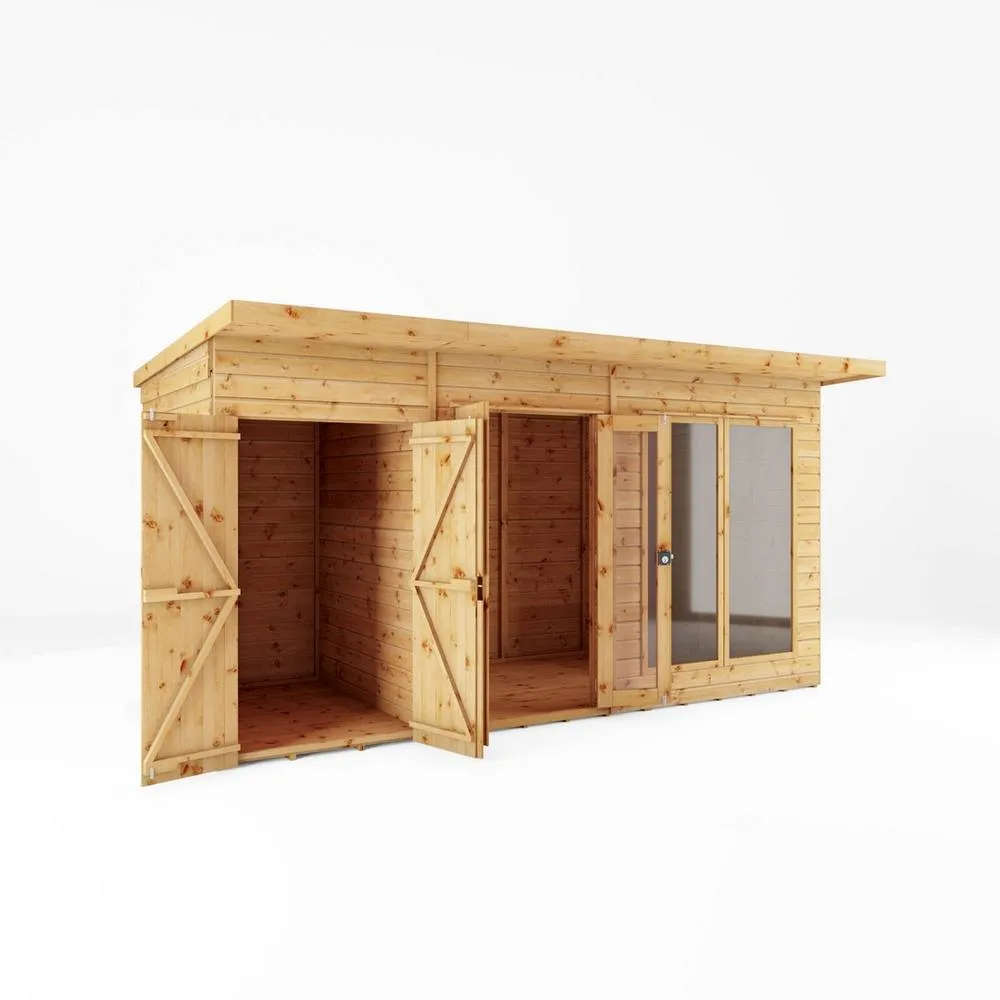 Mercia Maine Pent Summerhouse with Side Shed - L233.1 x W417.4 x H217 cm in Brown 4