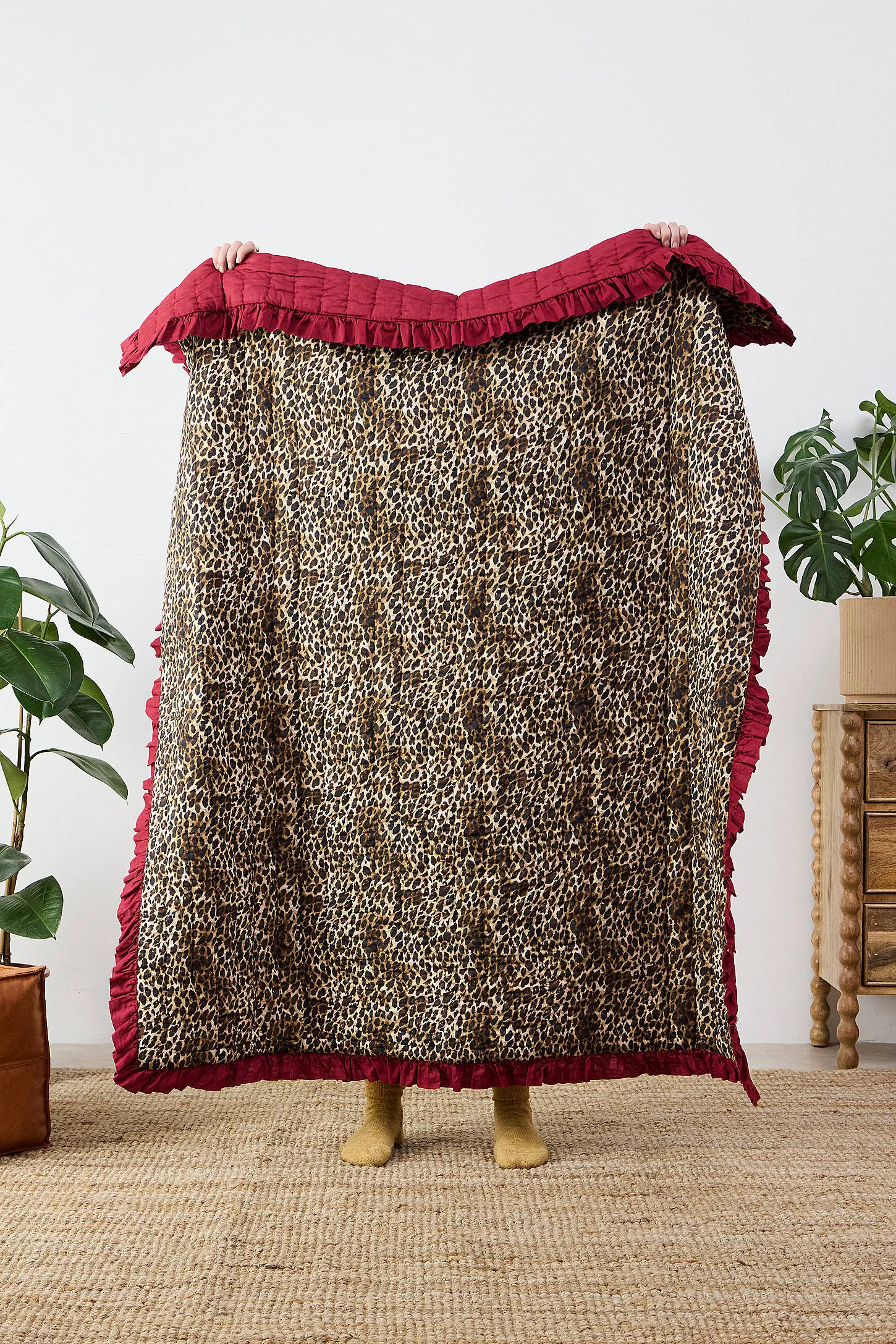 Leopard Quilted Throw - Neutral
