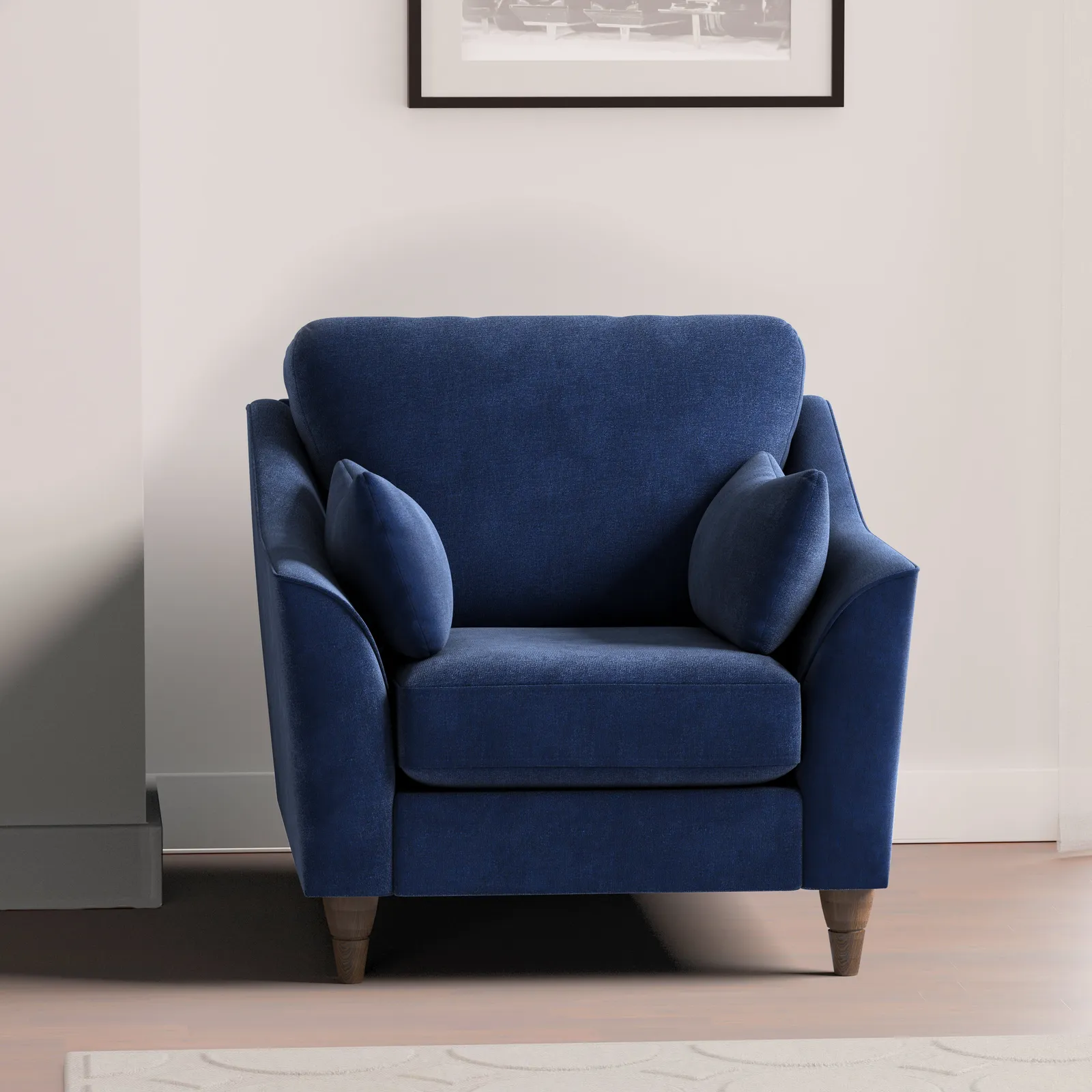 Sophia Plush Chenille Armchair Navy