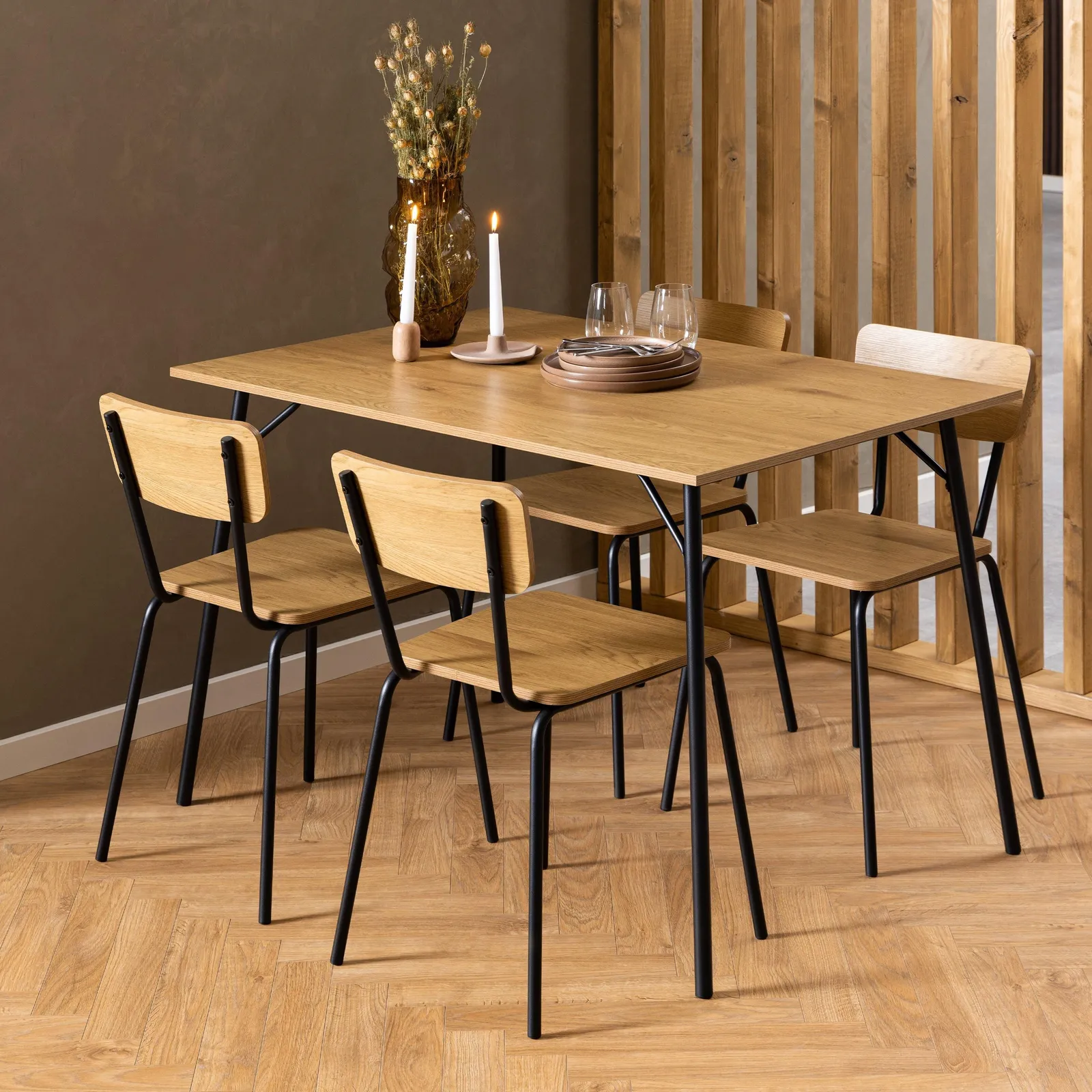 Furniture To Go Peru Dining Chair in Steel & Oak Set of 2 in Light Oak 4