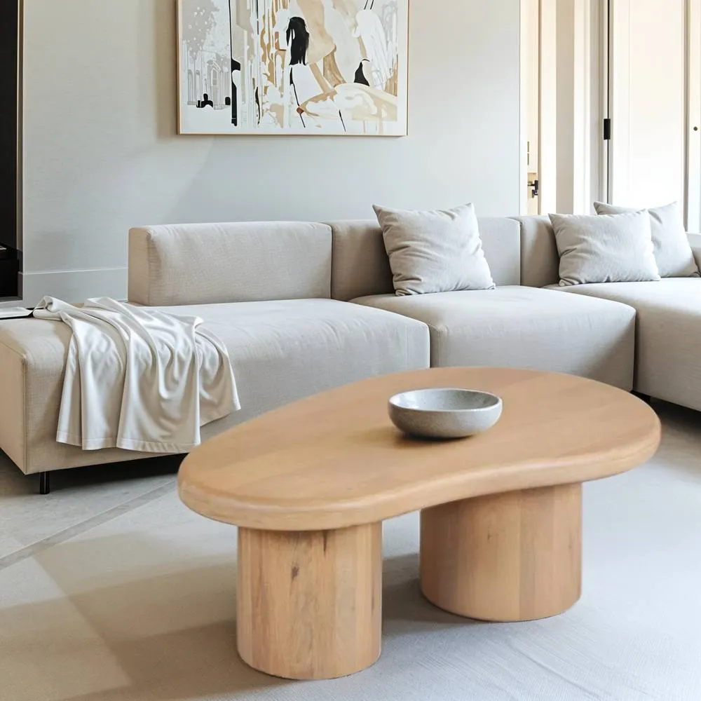 IH Design Ardin Solid Wooden 92x58x35 cm Coffee Table for Living Room in Brown