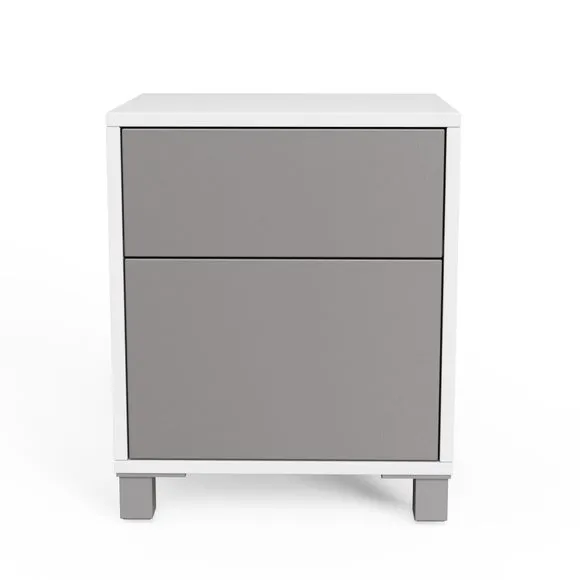 LED Smart Click 1 Door & 1 Door Lamp Table, White & Grey 4