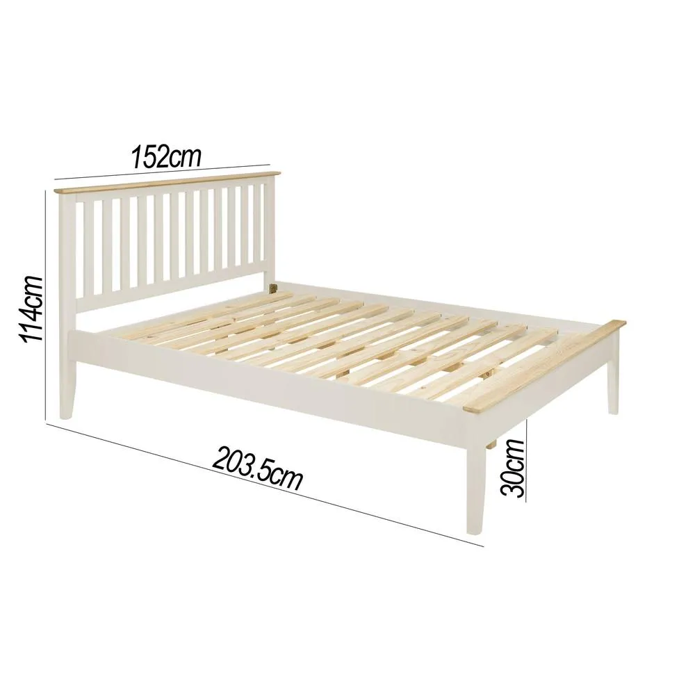 Statement Furniture Pembroke Double Bed Frame 4ft6 with Slatted Headboard in Cream 3