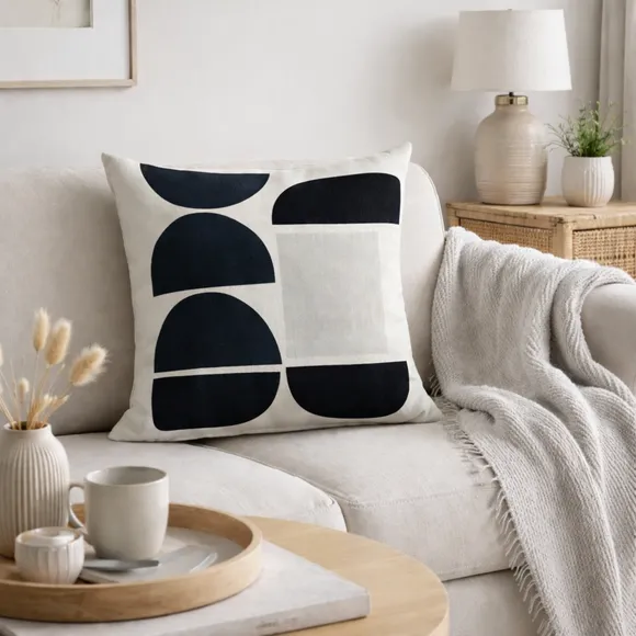 Cut Out Moon Square Cushion Cover
