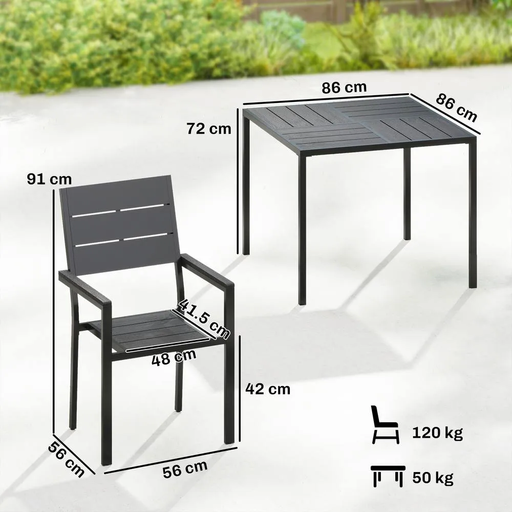 OUTSUNNY 5 Pieces Garden Dining Set, Outdoor Furniture with HDPE Table in Black 3