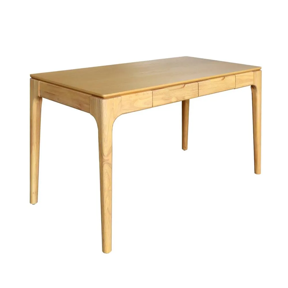 sweeek Rubberwood desk with ash veneer 2 drawers in Brown 2