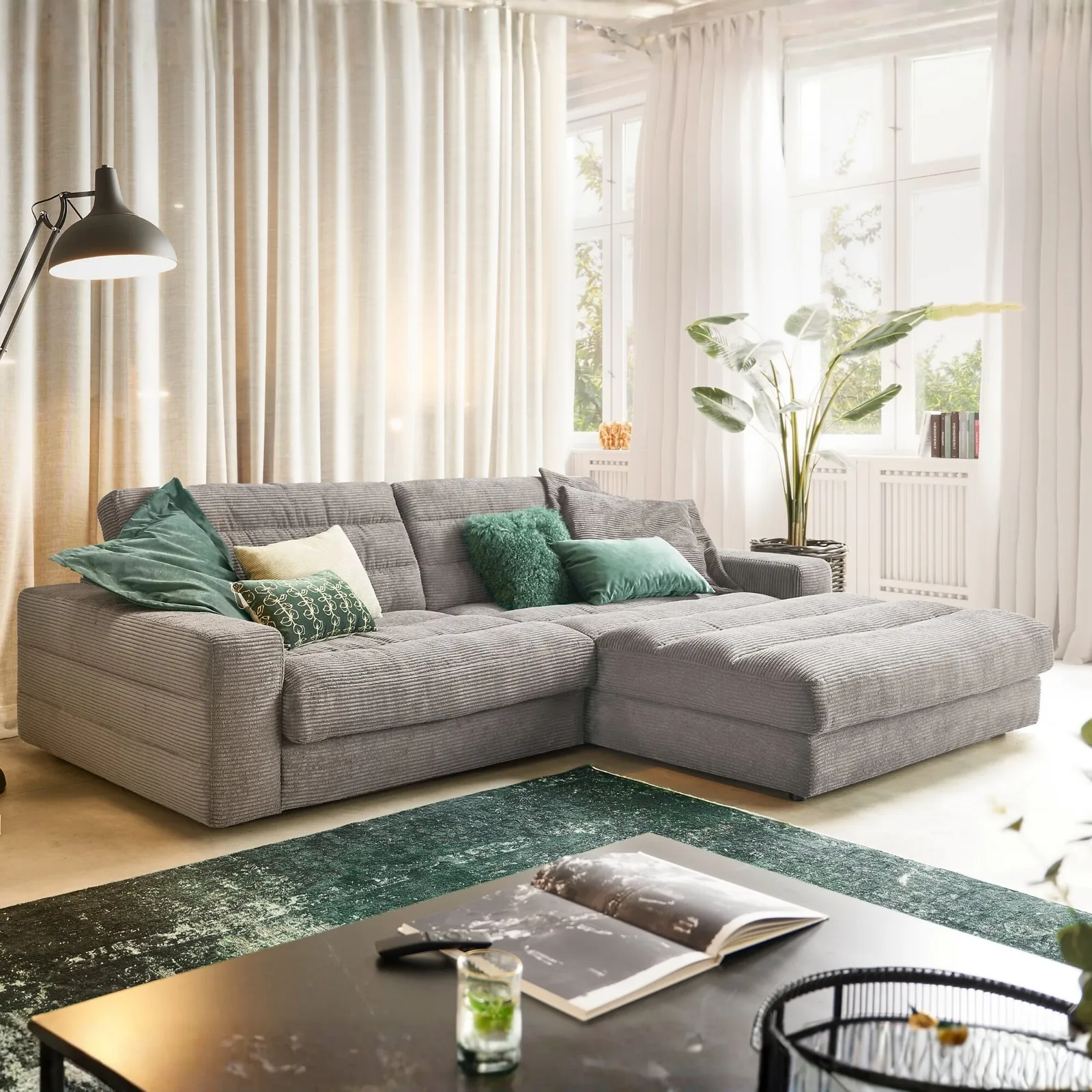 Twain Chaise Corner Sofa Right, Grey Fabric | Barker & Stonehouse 3