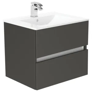Newland Midnight Mist Basin Suspended Double Drawer Unit - 600mm