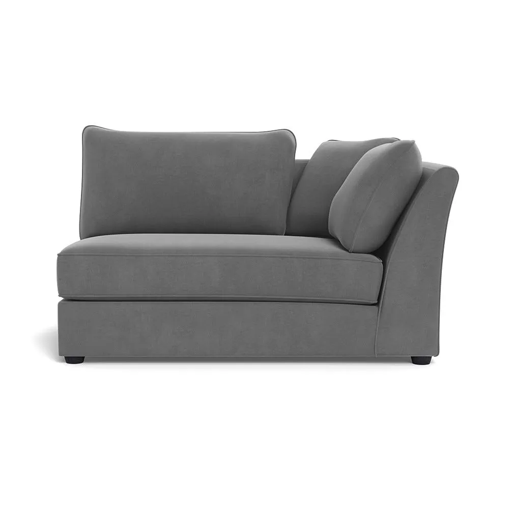 Heal's Tailor Large Curved Right Hand Facing Corner Unit Smart Velvet Mercury Black Feet