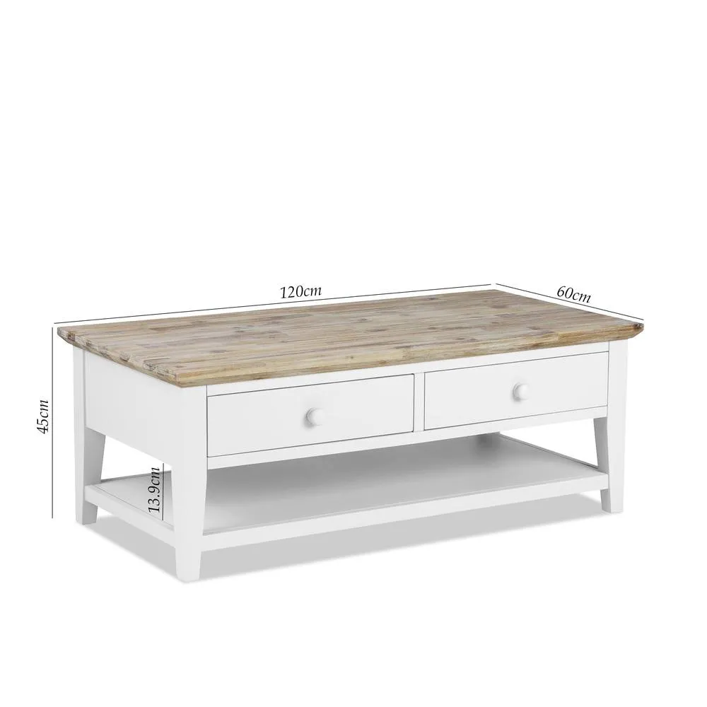 Statement Furniture Florence Coffee Table with Drawers in White 2