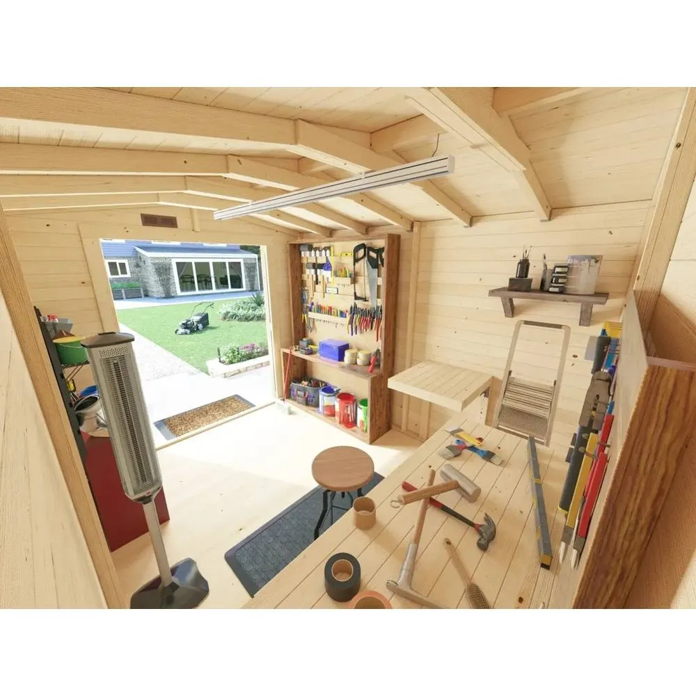 Dunster House Tubby Log Cabin Work Shed 8x9 ft (2.4x3.0m) with Superfelt Roof in Natural 5
