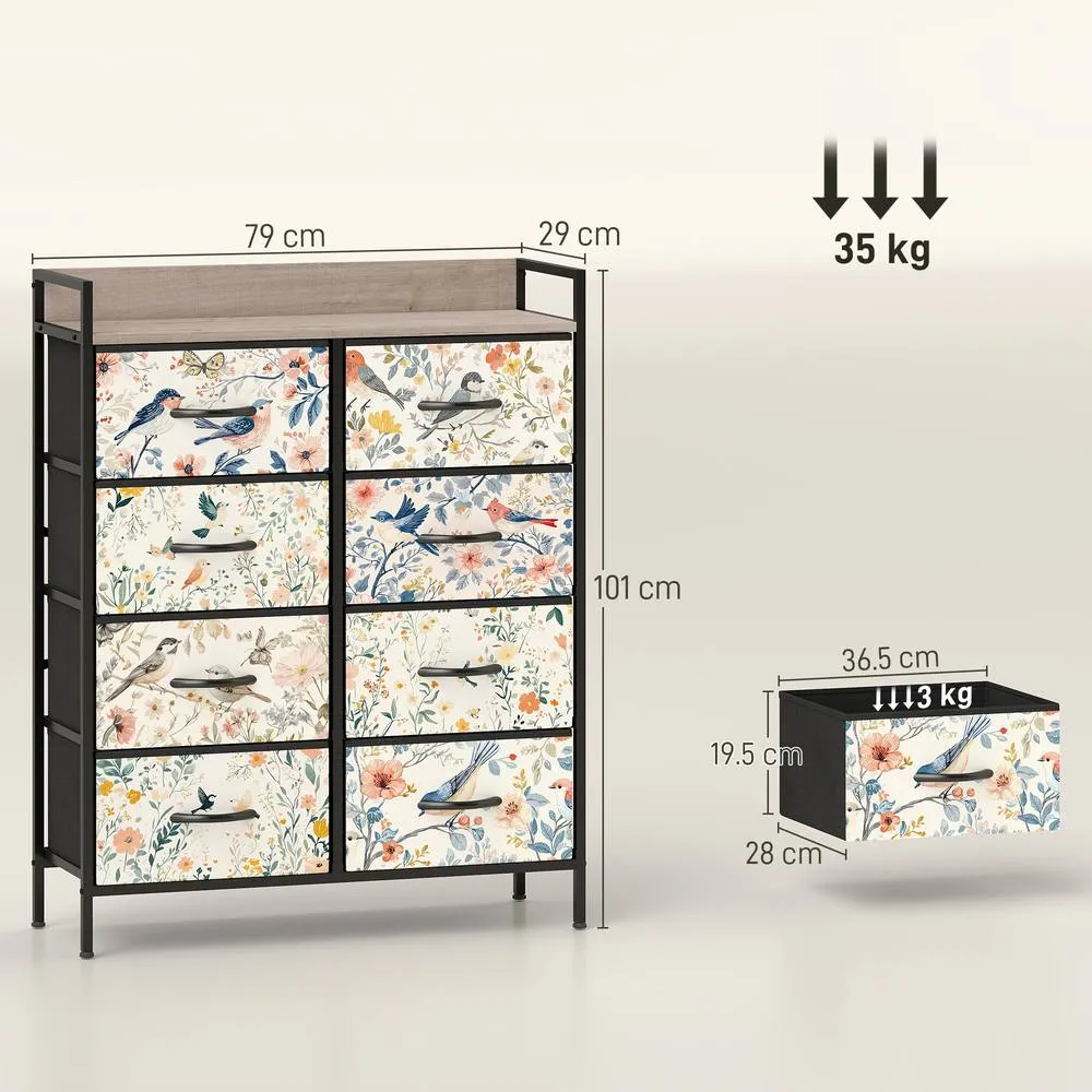 HOMCOM Chest of Drawers, Fabric Dresser with Open Shelf in White 3