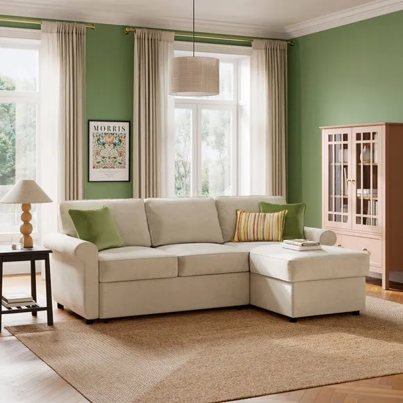 Eleanor Luxe Chenille Corner Trundle Storage Sofa Bed
