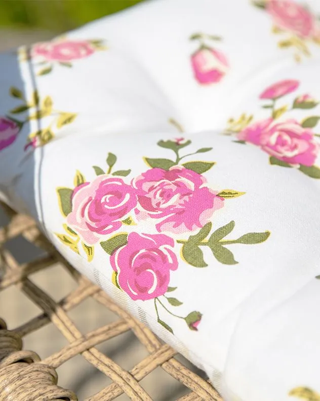 Dibor Set of 4 Vintage Pink Floral Print Indoor Outdoor Chair Seat Pad Garden Furniture Cushions W40 x L40cm 5