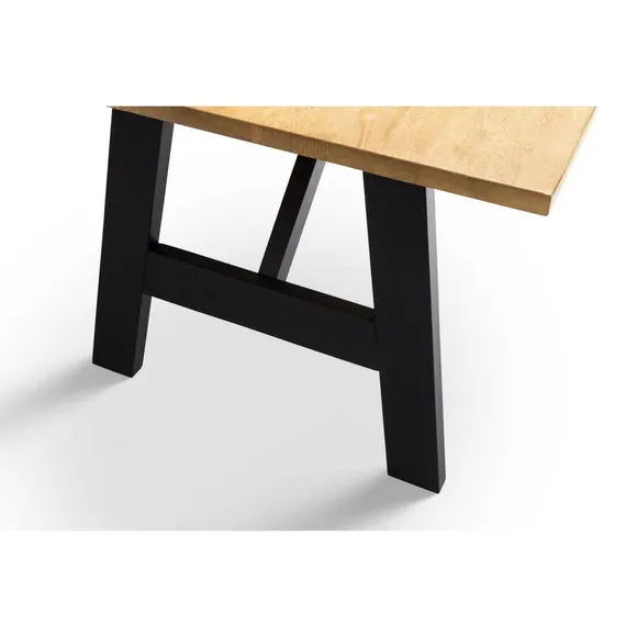 Hockley 6 Seater Rectangular Dining Table, Natural & Black 4