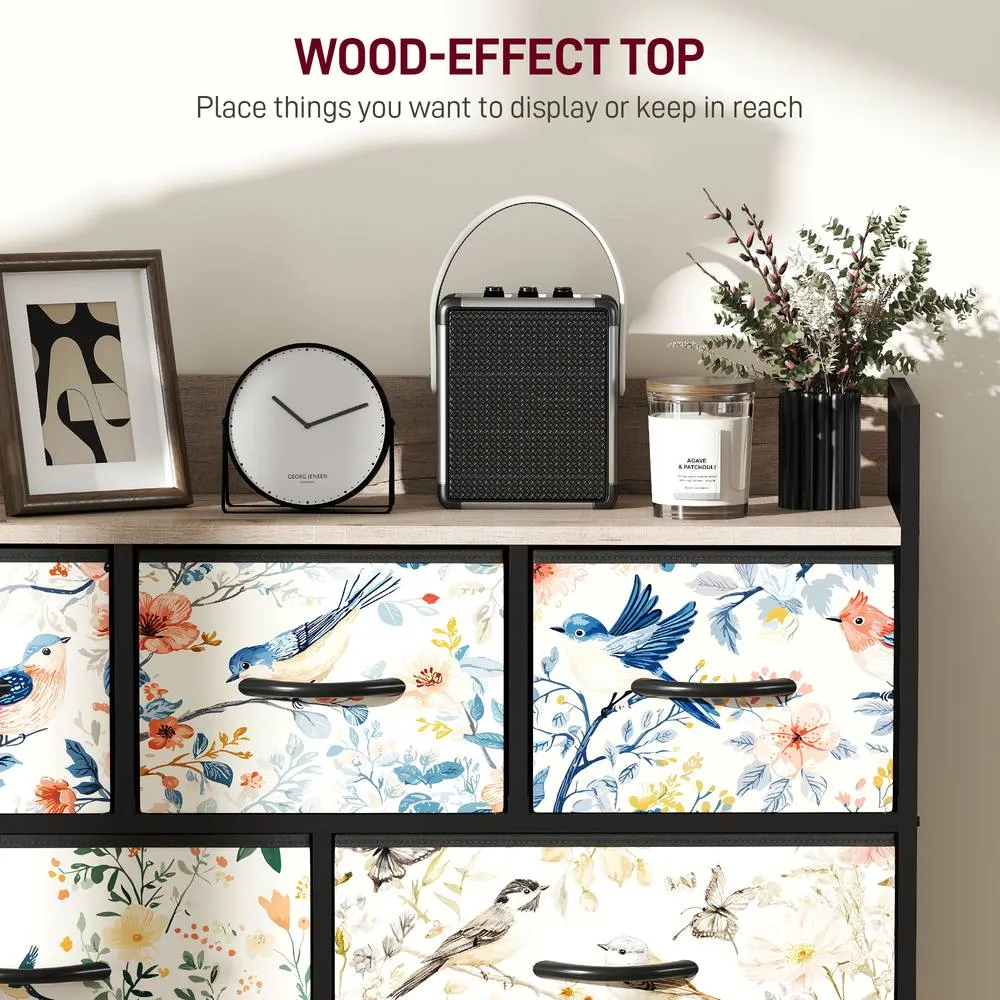 HOMCOM Chest of Drawers, Fabric Dresser with Open Shelf 6