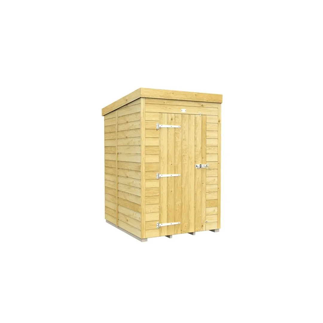 Buttercup Farm 4 x 5 Feet Pent Shed - Single Door W/O Windows - L147 x W127 x H201 cm in Brown