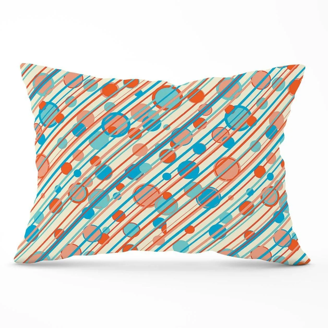 Warren Reed - Designer Retro Stripes & Circles Cushions in Blue