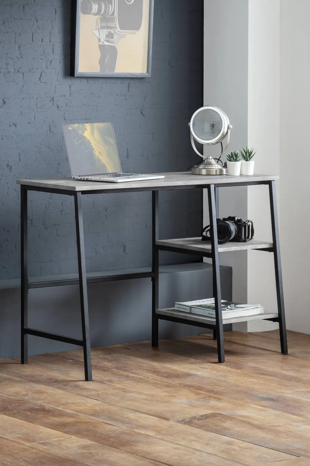 Julian Bowen Staten Desk with Shelves in Light Grey