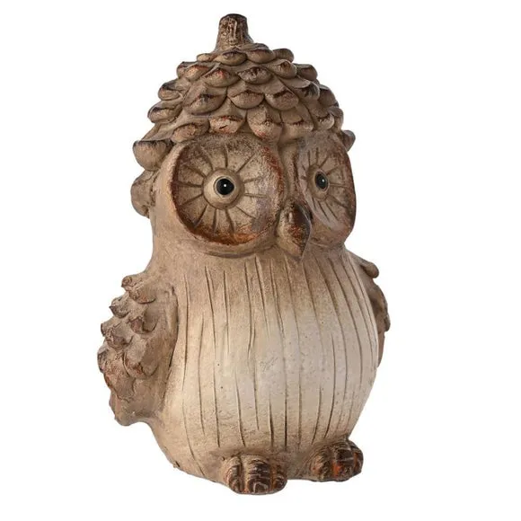 Country Living Wood Effect Owl with a Pinecone Hat Ornament 3