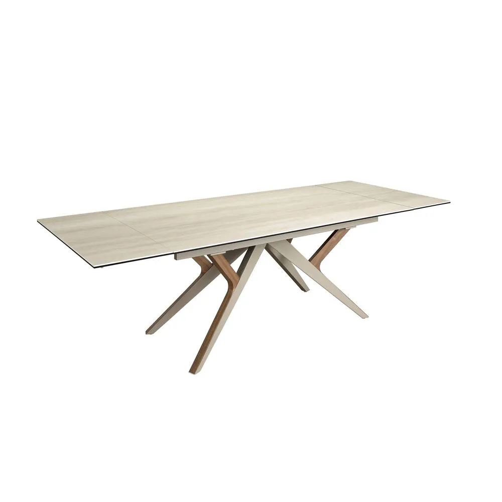 Angel Cerda Sand Porcelain Marble Extendable Dining Table in Light Sand