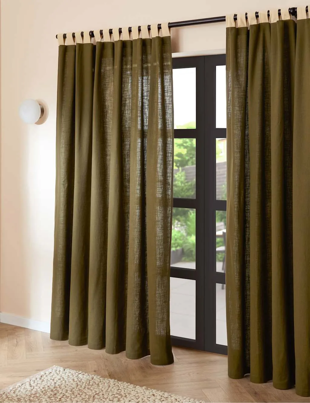 MADE Pure Cotton Hadlo Curtains With Velvet Loops Green