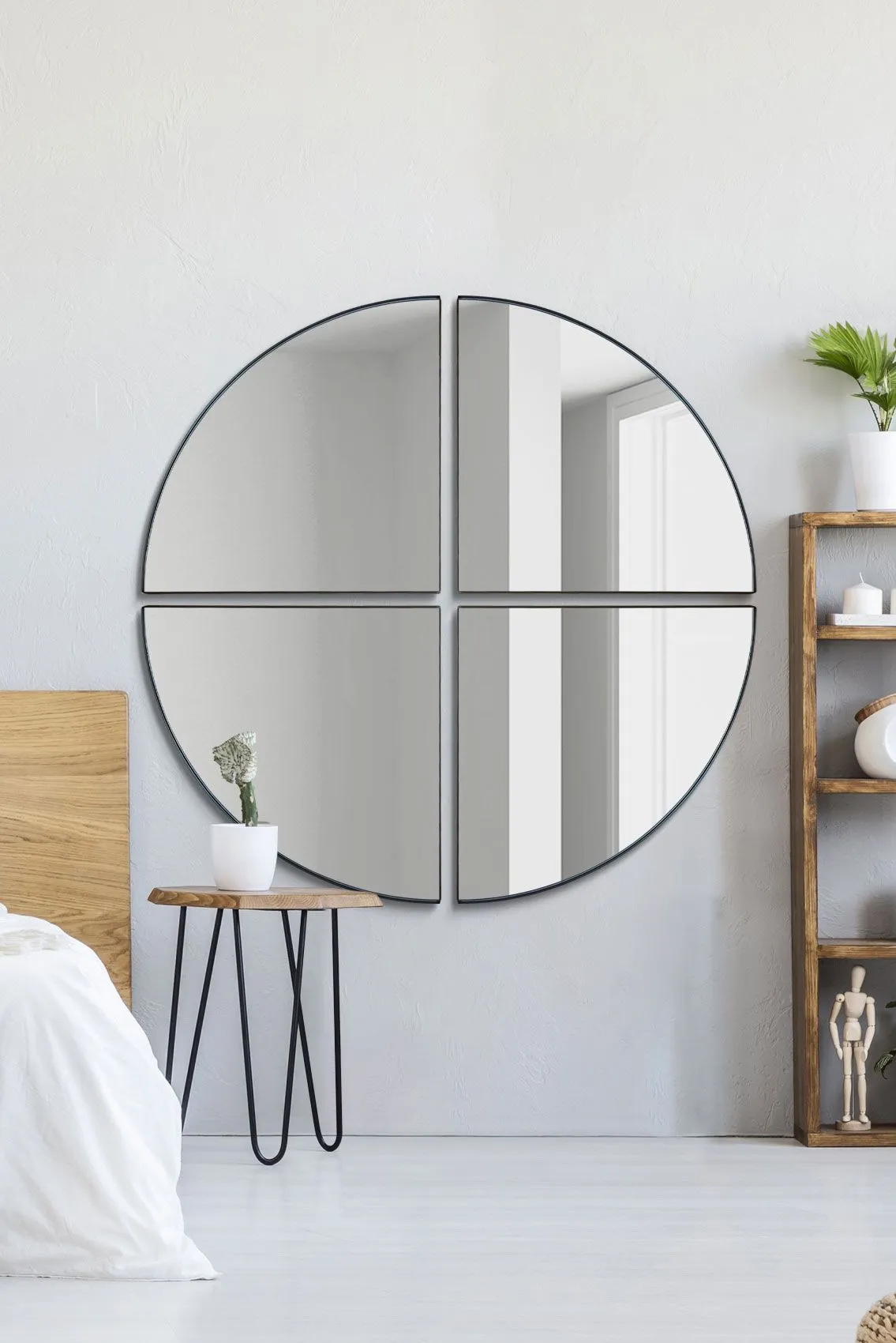 MirrorOutlet New Black XL Circular Metal Wall Mirror 70" X 70" (180 x 180CM)