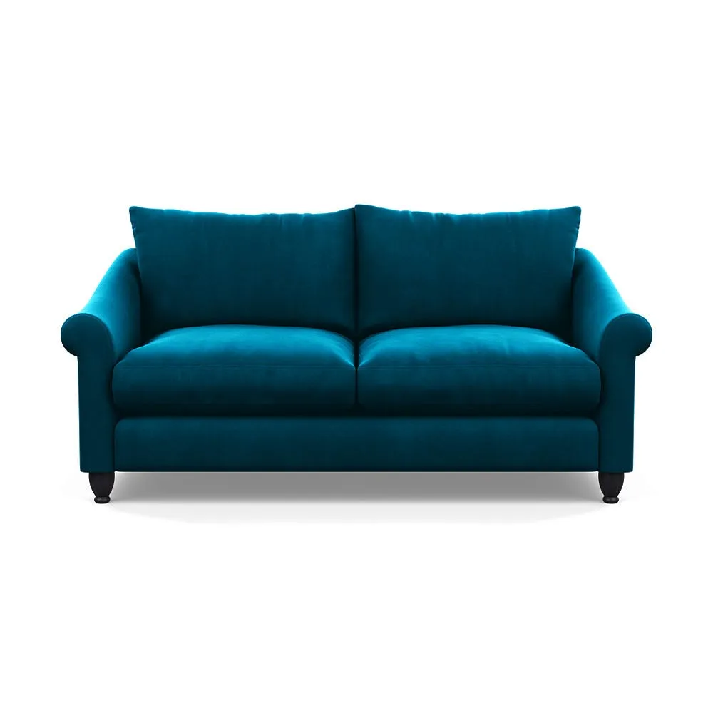 Heal's Devon 3 Seater Velvet Teal Black Stain Beech Feet 1